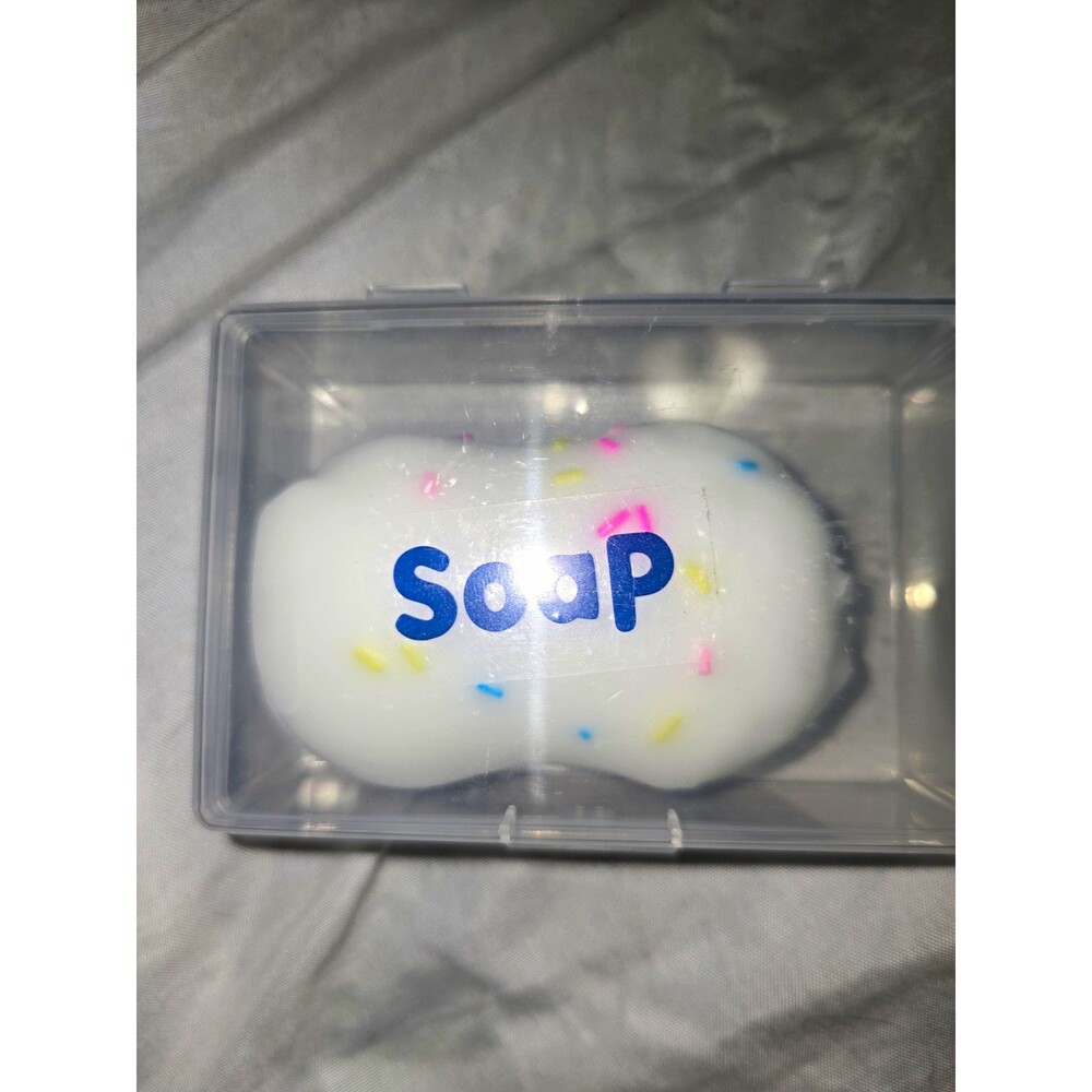 wax cracking Soap Squishy Squeeze Toy Stress Ball, White w/ Multicolor Confetti,
